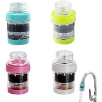 4-teiliger Wasserhahn-Wasserfilter, Wasserhahn-Reinigungsfilter, Mini-Spritzwasserfilter aus PP mit Filterelement für Küche, Zuhause (4 Farben) von BSR