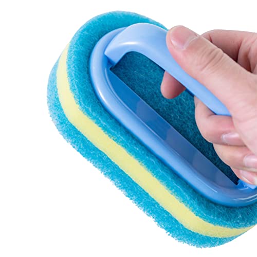 BSTCAR 2 Stück Putzschwamm mit Griff, Schwamm Bürste Reinigungsschwamm Küche Badewanne Bad WC Wand Boden Fliesenmöbel Teppich Waschbecken von BSTCAR