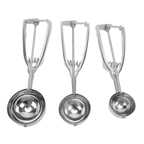 BSTCAR 3 Stück Cookie Scoop Edelstahl Eiscreme Scooper Rutschfester Griff Cookie Teig Scoop für Zuhause Dessert Shop von BSTCAR