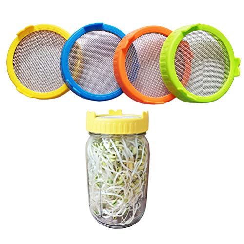 BSTCAR 4 Edelstahlsieb, 86mm Weithals-einmachgläser, Sprout Maker mit Ständer (Ohne Flasche) von BSTCAR