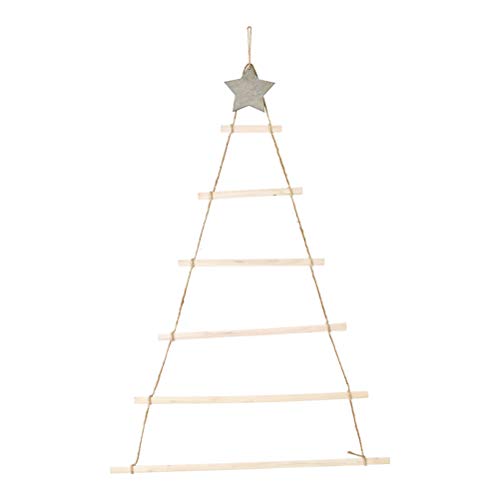 BSTCAR Holz-Dekoration, Weihnachtsbaum Holz Moderner Hänger Tanne Aus Holzstäben, Holzleiter Mit Stern Zum Hängen Und Dekorieren Deko Holzleiter Weihnachtsdekoration von BSTCAR