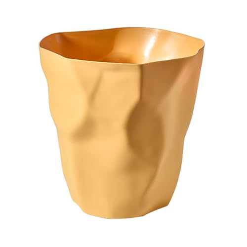 BSTCAR Kleine Mülleimer Kunststoff Unregelmäßige Moderne Papierkorb Müll Behälter für Zimmer Büro Küche 27x26x16cm (Gelb) von BSTCAR