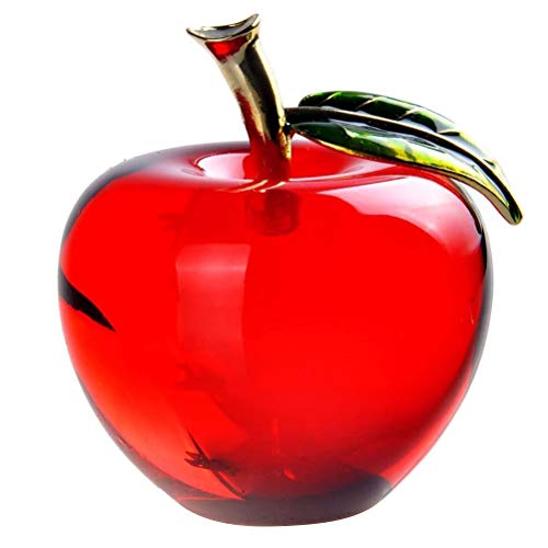 BSTCAR Kristall-Apfel mit Blatt 6cm Dekorative Kunst Apfel Sammelfiguren Glas Obst Briefbeschwerer Zuhause Hochzeit Dekoration (Rot) von BSTCAR