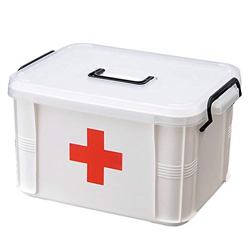 BSTCAR Medizin Aufbewahrungsbox, Kunststoff Tragbare abschließbare Medizin Box Medizin Container Box Multi-Layer Erste-Hilfe-Kasten Weiß BSTCAR Medizin Aufbewahrungsbox, Kunststoff Tragbare abschließbare Medizin Box Medizin Container Box Multi-Layer Erste-Hilfe-Kasten Weiß von BSTCAR