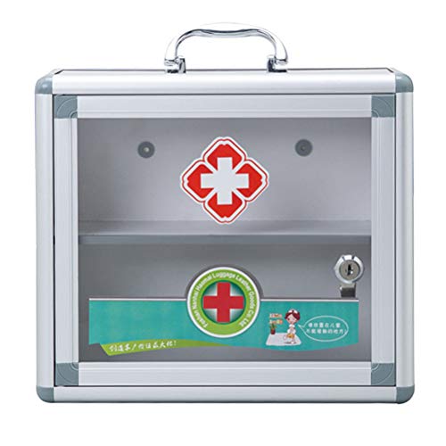 BSTCAR Medizinschrank mit Schloss, Medizin Aufbewahrungsbox Tragbare Transparent Abschließbar Medikamentenbox Medizinschrank Erste Hilfe Wandmontage Medizin Kit von BSTCAR