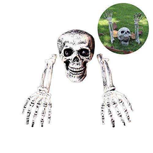 BSTCAR Kunststoff, Skelett Totenkopf Deko, 3 Stück Halloween Grausigkeit begraben Lebend Skelett Schädel Garten Hof Rasen Dekos Halloween-Dekoration von BSTCAR