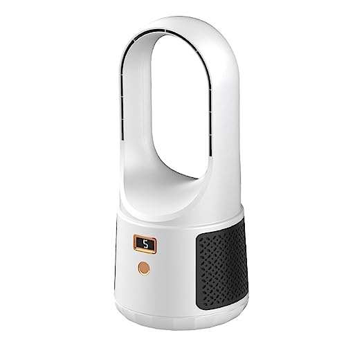BSTCAR Turmventilator Blattloser geräuscharmer Tischventilator mit 6 Windgeschwindigkeiten, USB-Lade-LED-Anzeige Kühlventilator für Wohnheimzimmer (Weiß) von BSTCAR