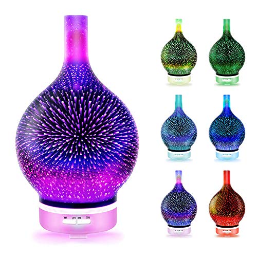 Diffuser, Raumbefeuchter mit 7 Farben LED Licht 3D Glas Ultraschall Öl Diffusor Aromatherapie Diffusor Ultraschall Luftbefeuchter Diffuser öl von BSTCAR