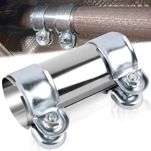 BSTDAYEVER Auspuffschelle Rohrverbinder Edelstahl Auspuff Verbinder 50x125mm Universal auspuff Schelle Doppelschelle Auto Auspuffrohrschelle Schalldämpfer Bandschelle von BSTDAYEVER