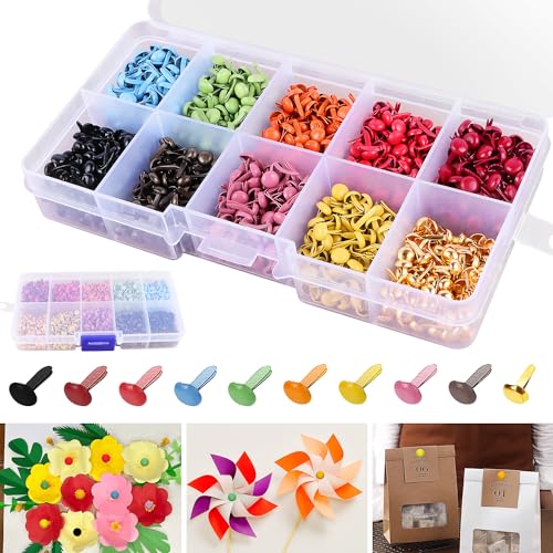 BSTDAYEVER Musterbeutelklammern Musterklammern Metall 1000stk Rundkopfklammern 4.5X8mm Mini Brads Anti Rost Leicht und Wiederverwendbar Für Schule Büro Papier Briefklammern Basteln Handwerk DIY von BSTDAYEVER