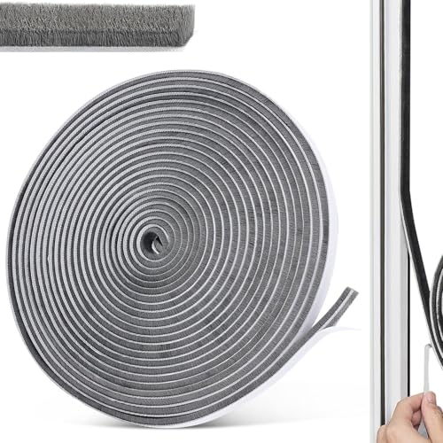 Bürstendichtung Selbstklebend Bürstendichtung Insektenschutz Grau 9x5mm 10M Rolladen Bürstendichtungen Schiebetür Türdichtung Dichtungsbürste Selbstklebend für Fenster Tür Kleiderschränk von BSTDAYEVER