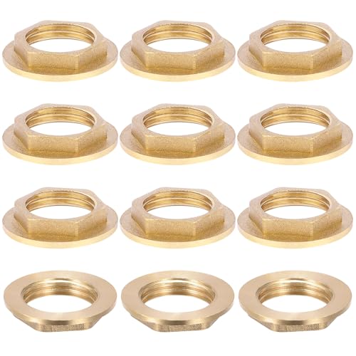 Sechskant Sicherungsmuttern Messing Schottverschraubung 1/2 Zoll Flansch Sechskantmutter 12stk Messing Rückmutter für Badezimmer Verschleißfest Messings Wasserhahn Sanitär Fitting Mutter von BSTDAYEVER