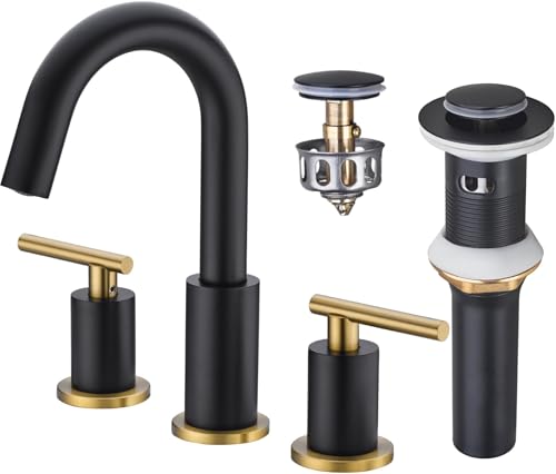 2-Griff 8 Zoll weit verbreiteter Badezimmer-Wasserhahn, BSTIIU Messing 3-Loch-Waschtischarmaturen mit Metall-Pop-Up-Ablauf und cUPC-Wasserversorgungsleitungen Montage, Waschbecken-Mischbatterie 2-Griff 8 Zoll weit verbreiteter Badezimmer-Wasserhahn, BSTIIU Messing 3-Loch-Waschtischarmaturen mit Metall-Pop-Up-Ablauf und cUPC-Wasserversorgungsleitungen Montage, Waschbecken-Mischbatterie von BSTIIU