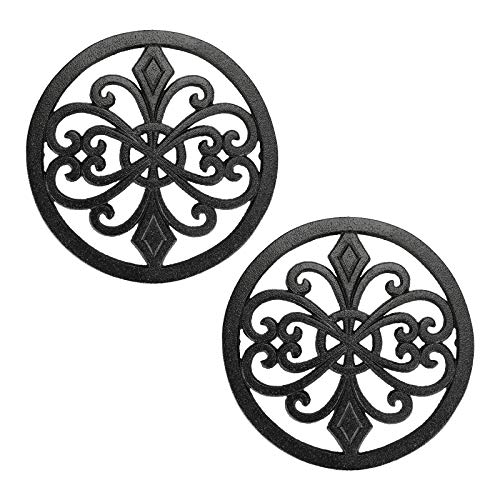 BSTKEY 2er Pack 8" Heavy Duty Gusseisen Untersetzer Matte, dekorative Hot Pot Holder Pads für Küche oder Esstisch (rund) von BSTKEY