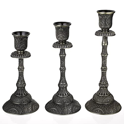 BSTKEY 3 Stück Metall-Kerzenhalter, Votivkerzenständer, dekorativer Tischaufsatz, Kerzenhalter, Kerzenleuchter, für Hochzeit, Geburtstag, Party (Antik-Bronze) von BSTKEY