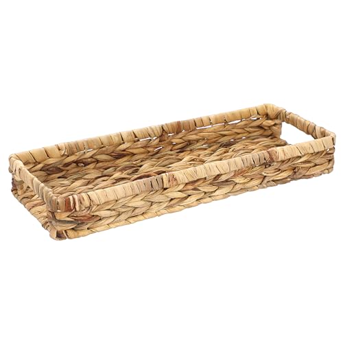 BSTKEY Aufbewahrungskorb aus natürlicher Wasserhyazinthe für Badezimmer, WC, Tank, gewebter Toilettenpapierhalter, Servietten-Organizer, rechteckiges Ablageschale mit Griffen (43 x 16 x 5 cm) von BSTKEY