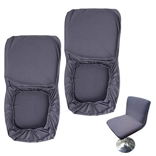 BSTKEY 2 Stück dunkelgraue Barhocker-Schonbezüge mit Rückenlehnenbezug Stretch Stuhlbezug für kurze Drehstuhl Esszimmerstuhl Rückenlehne Barhocker Stuhl von BSTKEY