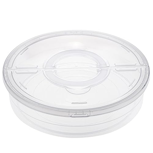 BSTKEY Transparente Aufbewahrungsbox für Kuchen, Pizza, Kunststoff, 30 cm, rund, mit Deckel und Griff, tragbare Cupcake-Dessert-Aufbewahrungsbox von BSTKEY