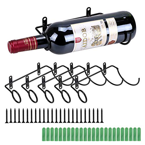 BSTKEY Weinflaschenhalter zur Wandmontage, Eisen, für Rotwein, Getränke, Likörflaschen, Metallhalterung zum Aufhängen, 6 Stück Flaschenmund nach links von BSTKEY