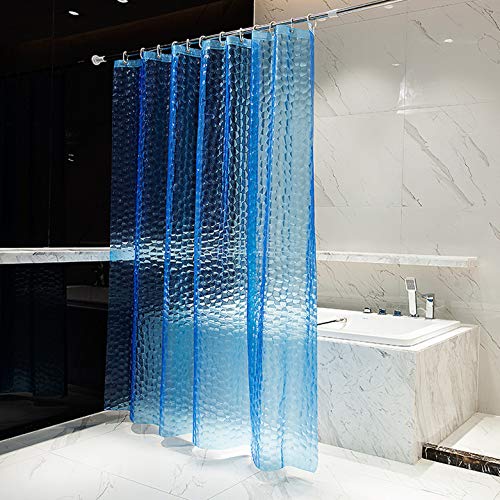BSTT Duschvorhänge Anti schimmel Wasserdicht PEVA 3D Wasserwürfel Dekorative Badvorhang Badezimmer Duschvorhang Für Haus und Hotel Blau 180 x 180 cm von BSTT