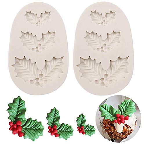 Weihnachten Holly Silikonform 2PCS Kuchen Fudge Form Geruchslose - DIY Schokoladen - Lebkuchen - Backen - Kuchen - Werkzeug verziert von BSTTAI