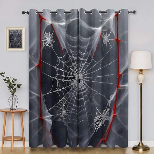 BSYYZQC Abstrakt Verdunkelungsvorhang, Vorhang Blickdicht Spinnennetz Vorhänge mit Ösen, Gardinen Verdunklungsvorhänge für Wohnzimmer Schlafzimmer Kinderzimmer 2er Set 145x140cm (HxB) von BSYYZQC