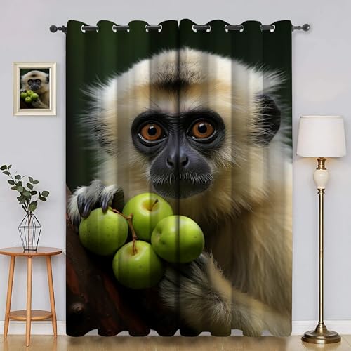 BSYYZQC Apfel Verdunkelungsvorhang, Vorhang Blickdicht WeißKopflangur Vorhänge mit Ösen, Gardinen Verdunklungsvorhänge für Wohnzimmer Schlafzimmer Kinderzimmer 2er Set 145x140cm (HxB) von BSYYZQC