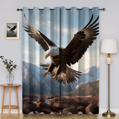 BSYYZQC Berg Gardinen, Verdunklungsvorhänge Carving Schallschutz Vorhang, Blickdicht Vorhänge mit Ösen, Vorhänge Wohnzimmer für Schlafzimmer Kinderzimmer 2er Set 175x140cm (HxB) von BSYYZQC