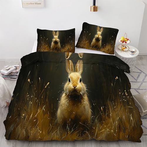BSYYZQC Bettbezug 155x220 Kaninchen, Bettwaesche Retro, Weich Atmungsaktiv Mikrofaser Bettwäsche Set mit Reißverschluss, 1 Bettbezüge und 2 Kissenbezüge 80x80 cm BSYYZQC Bettbezug 155x220 Kaninchen, Bettwaesche Retro, Weich Atmungsaktiv Mikrofaser Bettwäsche Set mit Reißverschluss, 1 Bettbezüge und 2 Kissenbezüge 80x80 cm von BSYYZQC