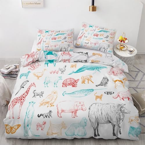 BSYYZQC Bettbezug 155x220 Schaf, Bettwaesche Giraffe, Weich Atmungsaktiv Mikrofaser Bettwäsche Set mit Reißverschluss, 1 Bettbezüge und 2 Kissenbezüge 80x80 cm BSYYZQC Bettbezug 155x220 Schaf, Bettwaesche Giraffe, Weich Atmungsaktiv Mikrofaser Bettwäsche Set mit Reißverschluss, 1 Bettbezüge und 2 Kissenbezüge 80x80 cm von BSYYZQC