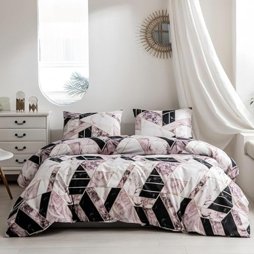 BSYYZQC BettwäSche 135x200 Abstrakt BettwäSche-Sets Microfaser Flauschig Bettzeug Geometrisch Muster Bettbezug füR MäDchen Jungen und Kissenbezug 80x80 mit ReißVerschluss von BSYYZQC