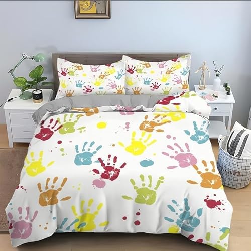 BSYYZQC BettwäSche 135x200 Cartoon Bettbezug Luxuriös Flauschig mit ReißVerschluss Handabdruck BettwäSche-Sets 2 Teilig Set Weiche Atmungsaktiv Mikrofaser BettbezüGe und 2 Kissenbezug BSYYZQC BettwäSche 135x200 Cartoon Bettbezug Luxuriös Flauschig mit ReißVerschluss Handabdruck BettwäSche-Sets 2 Teilig Set Weiche Atmungsaktiv Mikrofaser BettbezüGe und 2 Kissenbezug von BSYYZQC