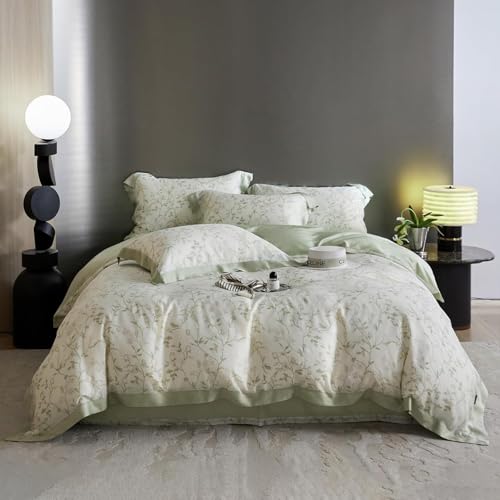 BSYYZQC BettwäSche 135x200 Grün BettwäSche-Sets Microfaser Flauschig Bettzeug Blumen Muster Bettbezug füR MäDchen Jungen und Kissenbezug 80x80 mit ReißVerschluss von BSYYZQC