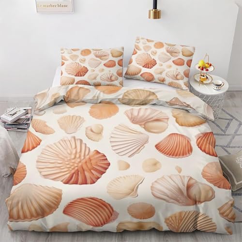 BSYYZQC BettwäSche 150x200 Muschel BettwäSche-Sets Microfaser Flauschig Bettzeug Lebewesen Muster Bettbezug füR MäDchen Jungen und Kissenbezug 80x80 mit ReißVerschluss von BSYYZQC