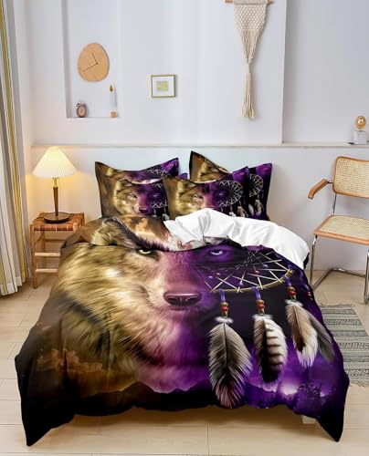 BSYYZQC BettwäSche 200x200 Wolf BettwäSche-Sets Microfaser Flauschig Bettzeug Traumfänger Muster Bettbezug füR MäDchen Jungen und Kissenbezug 80x80 mit ReißVerschluss BSYYZQC BettwäSche 200x200 Wolf BettwäSche-Sets Microfaser Flauschig Bettzeug Traumfänger Muster Bettbezug füR MäDchen Jungen und Kissenbezug 80x80 mit ReißVerschluss von BSYYZQC