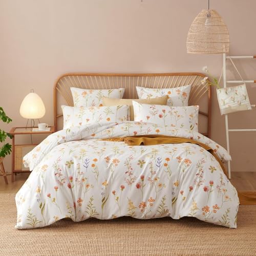 BSYYZQC BettwäSche 220x240 Pflanzen BettwäSche-Sets Microfaser Flauschig Bettzeug Blumen Muster Bettbezug füR MäDchen Jungen und Kissenbezug 80x80 mit ReißVerschluss von BSYYZQC