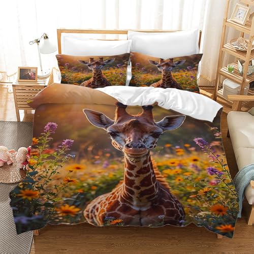 BSYYZQC Bettwäsche 140x200 3teilig Tierwelt Mikrofaser Bettbezug Giraffe Bettwäsche-Sets mit 2 Kissenbezüge 80x80cm, Wendebettwäsche Bedding mit Reißverschluss BSYYZQC Bettwäsche 140x200 3teilig Tierwelt Mikrofaser Bettbezug Giraffe Bettwäsche-Sets mit 2 Kissenbezüge 80x80cm, Wendebettwäsche Bedding mit Reißverschluss von BSYYZQC