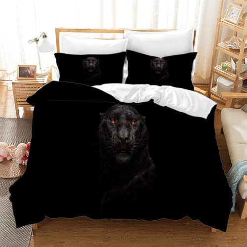 BSYYZQC Bettwäsche 140x200 Schwarz Microfaser BettwäSche-Sets mit ReißVerschluss, Leopard Hautfreundlich Bettwaren, Bedding EnthäLt 1 Bettbezug und 2 Kissenbezug 80x80 BSYYZQC Bettwäsche 140x200 Schwarz Microfaser BettwäSche-Sets mit ReißVerschluss, Leopard Hautfreundlich Bettwaren, Bedding EnthäLt 1 Bettbezug und 2 Kissenbezug 80x80 von BSYYZQC