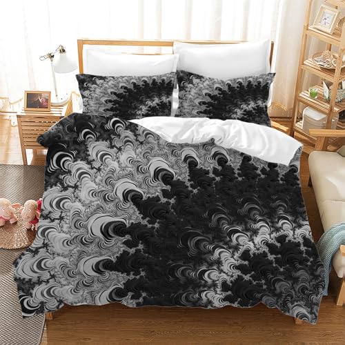 BSYYZQC Bettwäsche 155x220 Dunkelgrau Microfaser BettwäSche-Sets mit ReißVerschluss, Abstrakt Hautfreundlich Bettwaren, Bedding EnthäLt 1 Bettbezug und 2 Kissenbezug 80x80 von BSYYZQC
