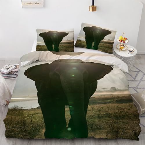 BSYYZQC Bettwäsche 155x220 Elefant Bettwäsche-Sets Sonnenlicht Bettbezug Weiche Atmungsaktiv Mikrofaser mit Reißverschluss und 2 Kissenbezüge 80x80 für Erwachsene Geeignet BSYYZQC Bettwäsche 155x220 Elefant Bettwäsche-Sets Sonnenlicht Bettbezug Weiche Atmungsaktiv Mikrofaser mit Reißverschluss und 2 Kissenbezüge 80x80 für Erwachsene Geeignet von BSYYZQC