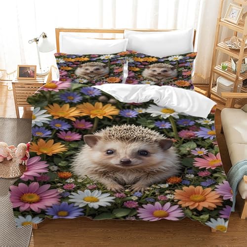 BSYYZQC Bettwäsche 155x220 Igel Microfaser BettwäSche-Sets mit ReißVerschluss, Tier Hautfreundlich Bettwaren, Bedding EnthäLt 1 Bettbezug und 2 Kissenbezug 80x80 von BSYYZQC
