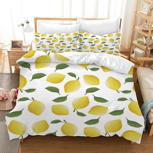 BSYYZQC Bettwäsche 155x220 Obst Microfaser BettwäSche-Sets mit ReißVerschluss, Zitrone Hautfreundlich Bettwaren, Bedding EnthäLt 1 Bettbezug und 2 Kissenbezug 80x80 BSYYZQC Bettwäsche 155x220 Obst Microfaser BettwäSche-Sets mit ReißVerschluss, Zitrone Hautfreundlich Bettwaren, Bedding EnthäLt 1 Bettbezug und 2 Kissenbezug 80x80 von BSYYZQC
