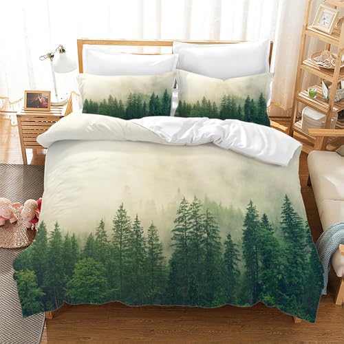 BSYYZQC Bettwäsche 155x220 Wald Microfaser BettwäSche-Sets mit ReißVerschluss, BäUme Hautfreundlich Bettwaren, Bedding EnthäLt 1 Bettbezug und 2 Kissenbezug 80x80 von BSYYZQC
