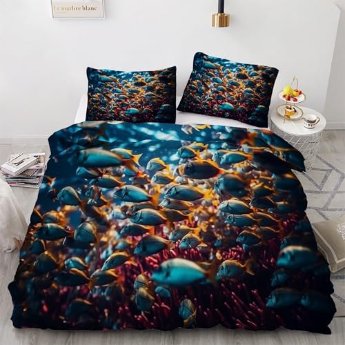BSYYZQC Bettwäsche 200x200 Fischschule Bettwäsche-Sets Meerestiere Bettbezug Weiche Atmungsaktiv Mikrofaser mit Reißverschluss und 2 Kissenbezüge 80x80 für Erwachsene Geeignet BSYYZQC Bettwäsche 200x200 Fischschule Bettwäsche-Sets Meerestiere Bettbezug Weiche Atmungsaktiv Mikrofaser mit Reißverschluss und 2 Kissenbezüge 80x80 für Erwachsene Geeignet von BSYYZQC