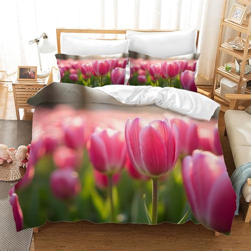 BSYYZQC Bettwäsche 200x200 Rosa BlüTen Microfaser BettwäSche-Sets mit ReißVerschluss, Tulpe Hautfreundlich Bettwaren, Bedding EnthäLt 1 Bettbezug und 2 Kissenbezug 80x80 BSYYZQC Bettwäsche 200x200 Rosa BlüTen Microfaser BettwäSche-Sets mit ReißVerschluss, Tulpe Hautfreundlich Bettwaren, Bedding EnthäLt 1 Bettbezug und 2 Kissenbezug 80x80 von BSYYZQC