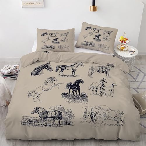 BSYYZQC Bettwäsche 220x200 Pferd Bettwäsche-Sets Tier Bettbezug Weiche Atmungsaktiv Mikrofaser mit Reißverschluss und 2 Kissenbezüge 80x80 für Erwachsene Geeignet BSYYZQC Bettwäsche 220x200 Pferd Bettwäsche-Sets Tier Bettbezug Weiche Atmungsaktiv Mikrofaser mit Reißverschluss und 2 Kissenbezüge 80x80 für Erwachsene Geeignet von BSYYZQC