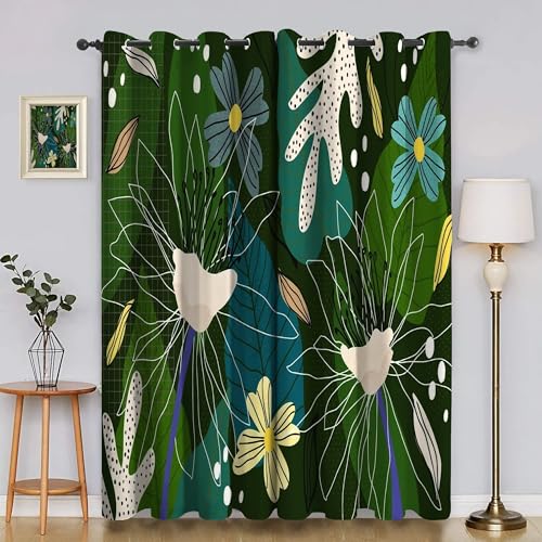 BSYYZQC Blumen Vorhänge, Fenstergardinen Anlage Outdoor Vorhang Wetterfest mit ösen, für Kinderschlafzimmerbadezimmerküchentür-Heimdekor 2er Set 245x140cm (HxB) von BSYYZQC