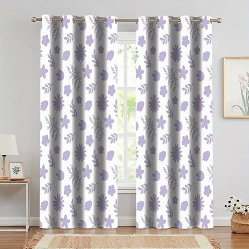 BSYYZQC Blumen Vorhang Verdunkelung, Ösenvorhang Blumen Verdunklungsvorhänge Geräuschreduzierend, Polyester Anti-Fade Gardinen für Schlafzimmer 2er Set 260x140cm (HxB) von BSYYZQC