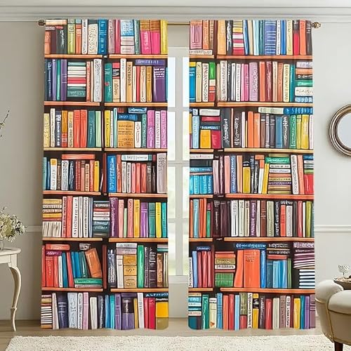 BSYYZQC BüCherregal Vorhang Verdunkelung, Ösenvorhang Abstrakt Verdunklungsvorhänge Geräuschreduzierend, Polyester Anti-Fade Gardinen für Schlafzimmer 2er Set 260x140cm (HxB) von BSYYZQC