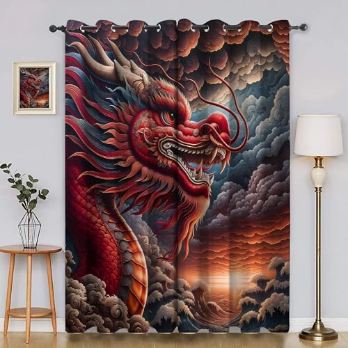 BSYYZQC Dunkle Wolken Verdunkelungsvorhang, Vorhang Blickdicht Chinesischer Drache Vorhänge mit Ösen, Gardinen Verdunklungsvorhänge für Wohnzimmer Schlafzimmer Kinderzimmer 2er Set 145x140cm (HxB) BSYYZQC Dunkle Wolken Verdunkelungsvorhang, Vorhang Blickdicht Chinesischer Drache Vorhänge mit Ösen, Gardinen Verdunklungsvorhänge für Wohnzimmer Schlafzimmer Kinderzimmer 2er Set 145x140cm (HxB) von BSYYZQC